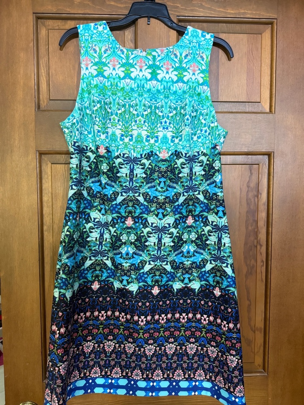 Taylor Teal & White Floral Printed Dress